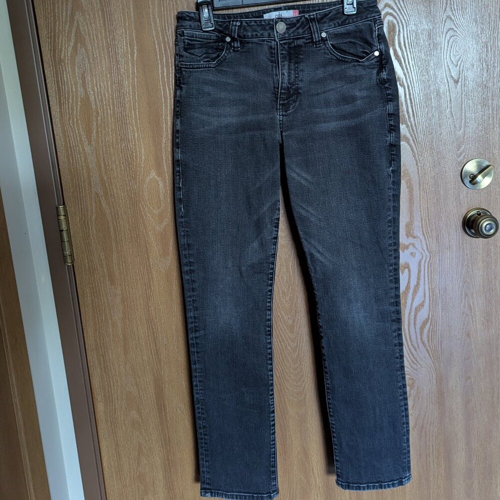 Cabi Black Denim High Straight Jeans, 8